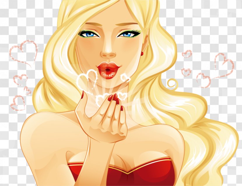 Cartoon Air Kiss Illustration - Frame - Beauty Transparent PNG