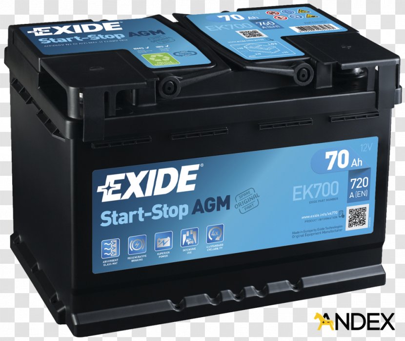 Car VRLA Battery Automotive Exide Electric - Hardware - Start Stop Transparent PNG