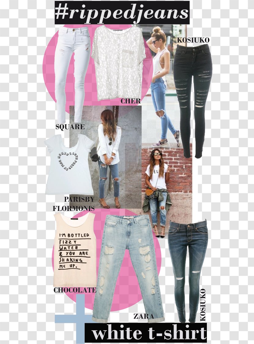 Jeans T-shirt Waist Denim Leggings - Torn Transparent PNG