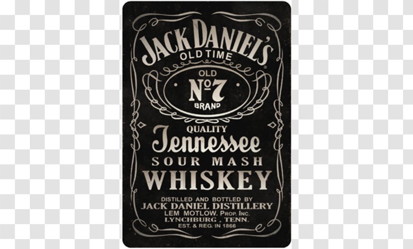 Tennessee Whiskey Jack Daniel's Distilled Beverage Single Barrel - Silhouette - Metal Sign Transparent PNG