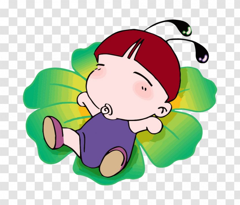 Milk Cartoon Infant Illustration - Leaf - Petals On The Baby To Drink Picture Material Transparent PNG