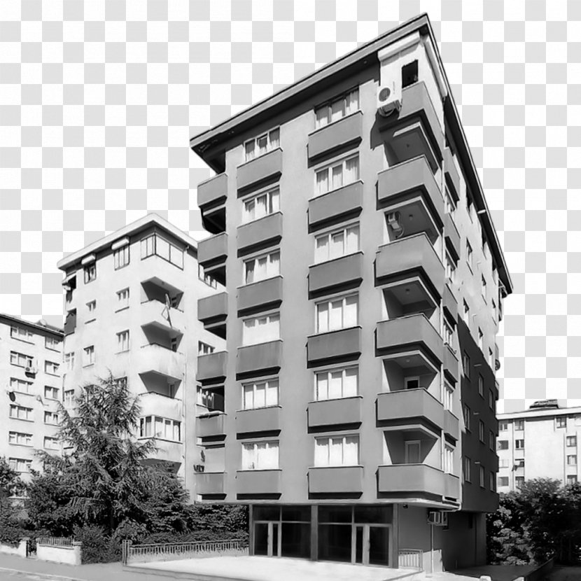 Mazhar Osman Sokak Condominium Facade Commercial Building Black & White - Monochrome Photography Transparent PNG