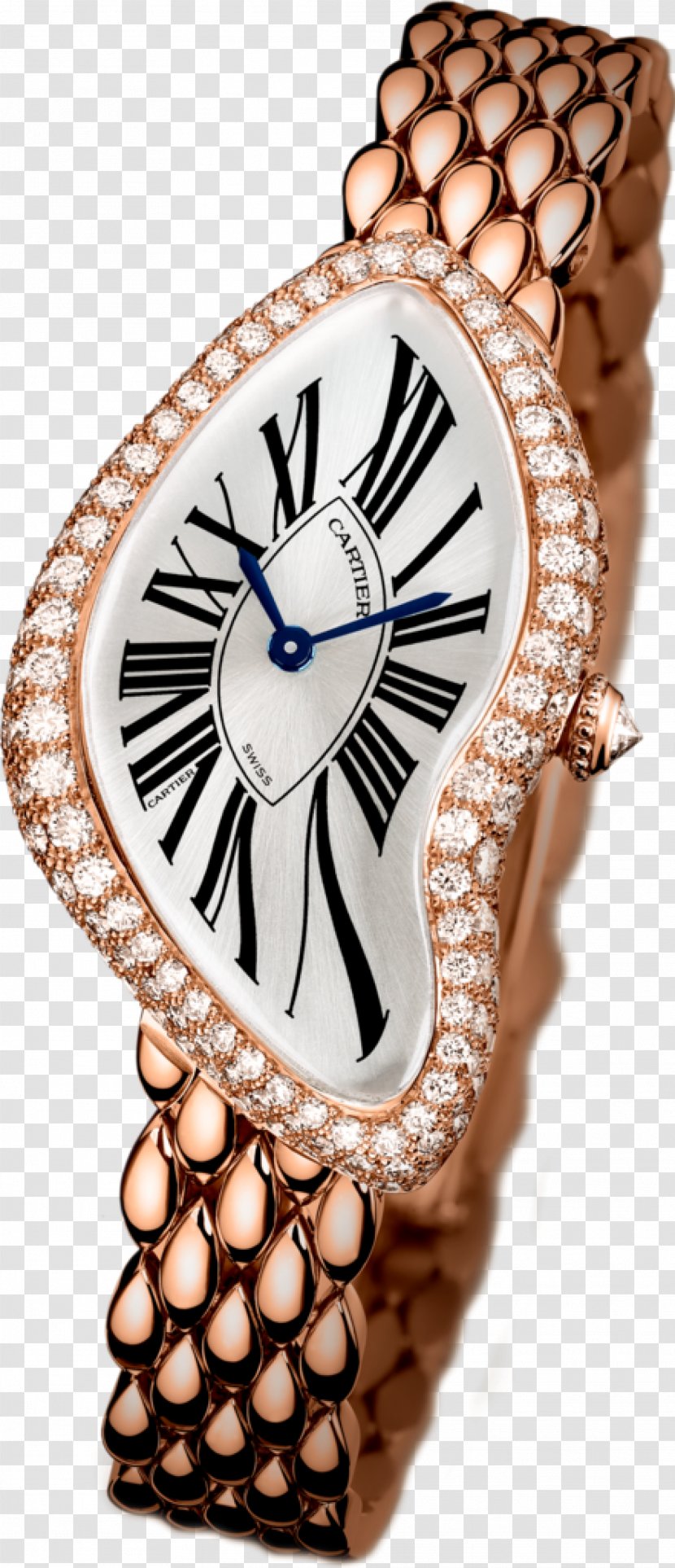 Watch Cartier Diamond Gold - Movement Transparent PNG