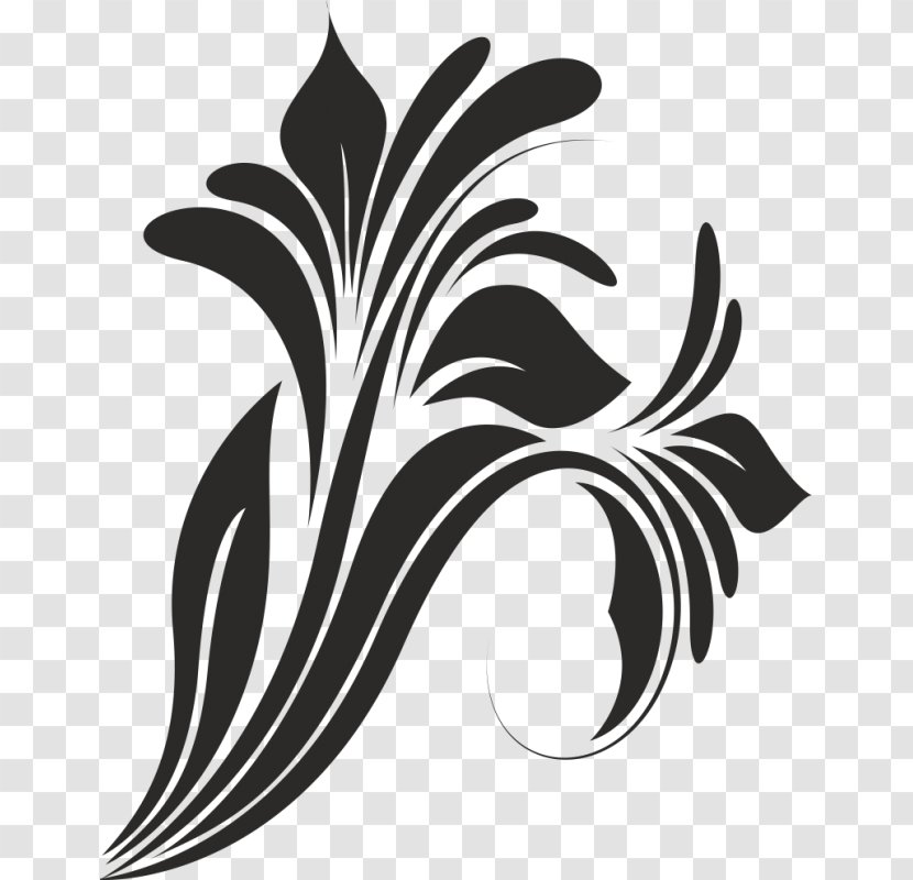 Floral Design Flower Stencil - Black And White Transparent PNG