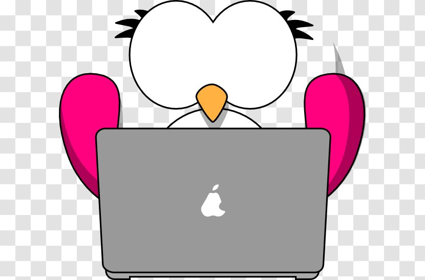 Laptop Owl Cartoon Clip Art - Tree - Pink Bird Transparent PNG
