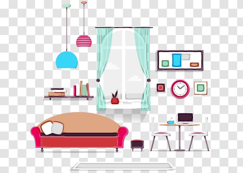 Watercolor Cartoon - Furniture - Bed Bedroom Transparent PNG