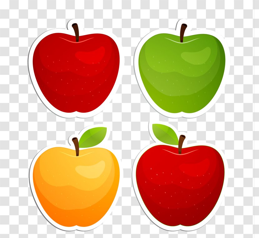 Apple Poster Red - Cyan - 4 Apples Transparent PNG