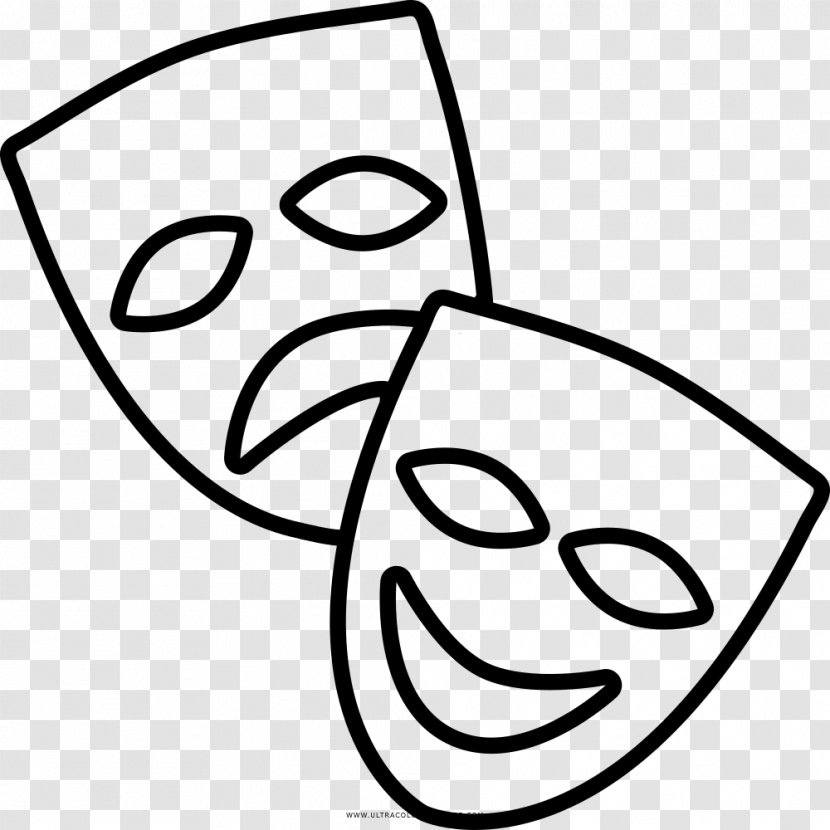 Theatre Mask Drama Drawing Tragedy - Monochrome Photography Transparent PNG