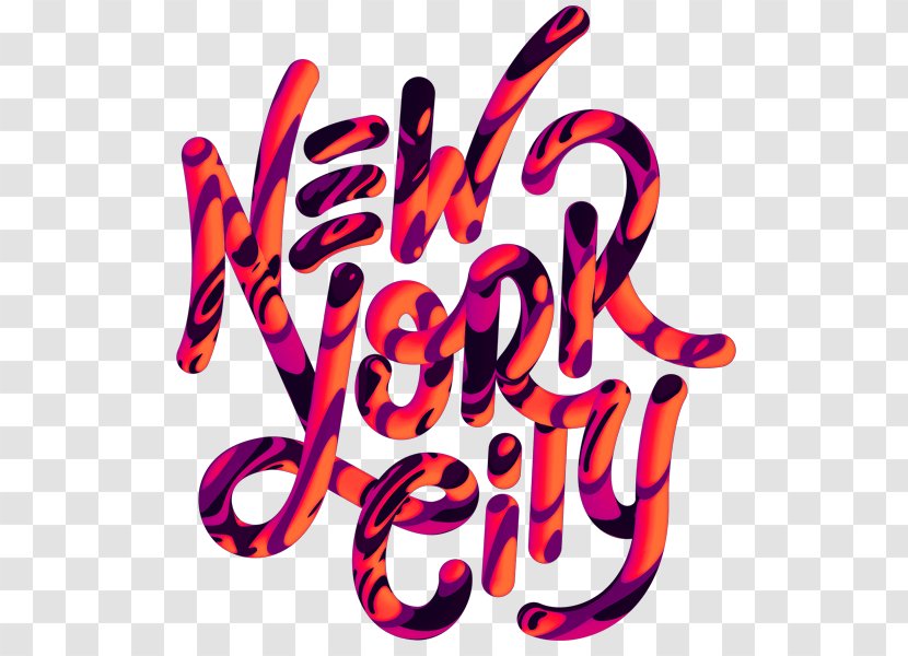 Typography New York City Typeface Calligraphy Font - Pink - Lettering Transparent PNG