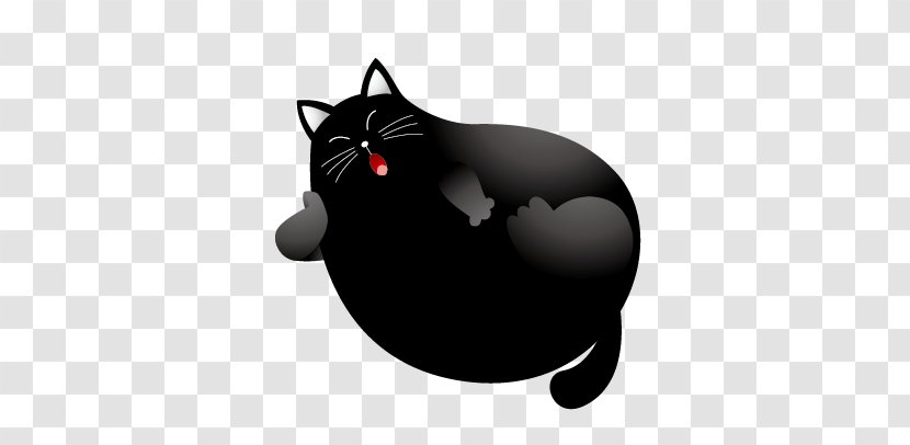 Black Cat Kitten Clip Art - Fat Transparent PNG