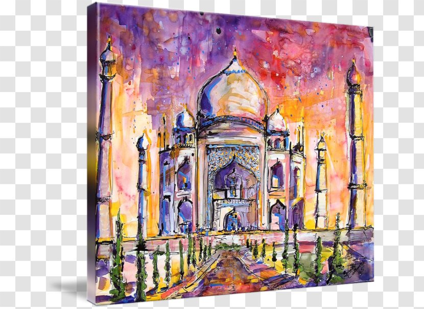 Taj Mahal Painting Canvas Print Art - Purple Transparent PNG