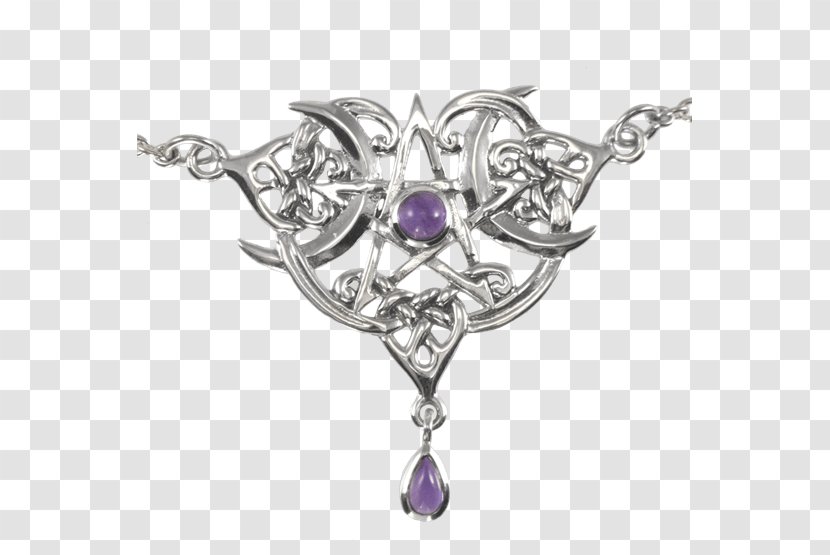 Amethyst Earring Pentacle Pentagram Sterling Silver - Purple - Necklace Transparent PNG