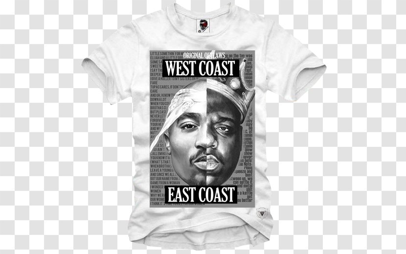 The Notorious B.I.G. T-shirt Biggie & Tupac East Coast–West Coast Hip Hop Rivalry - Monochrome Photography Transparent PNG