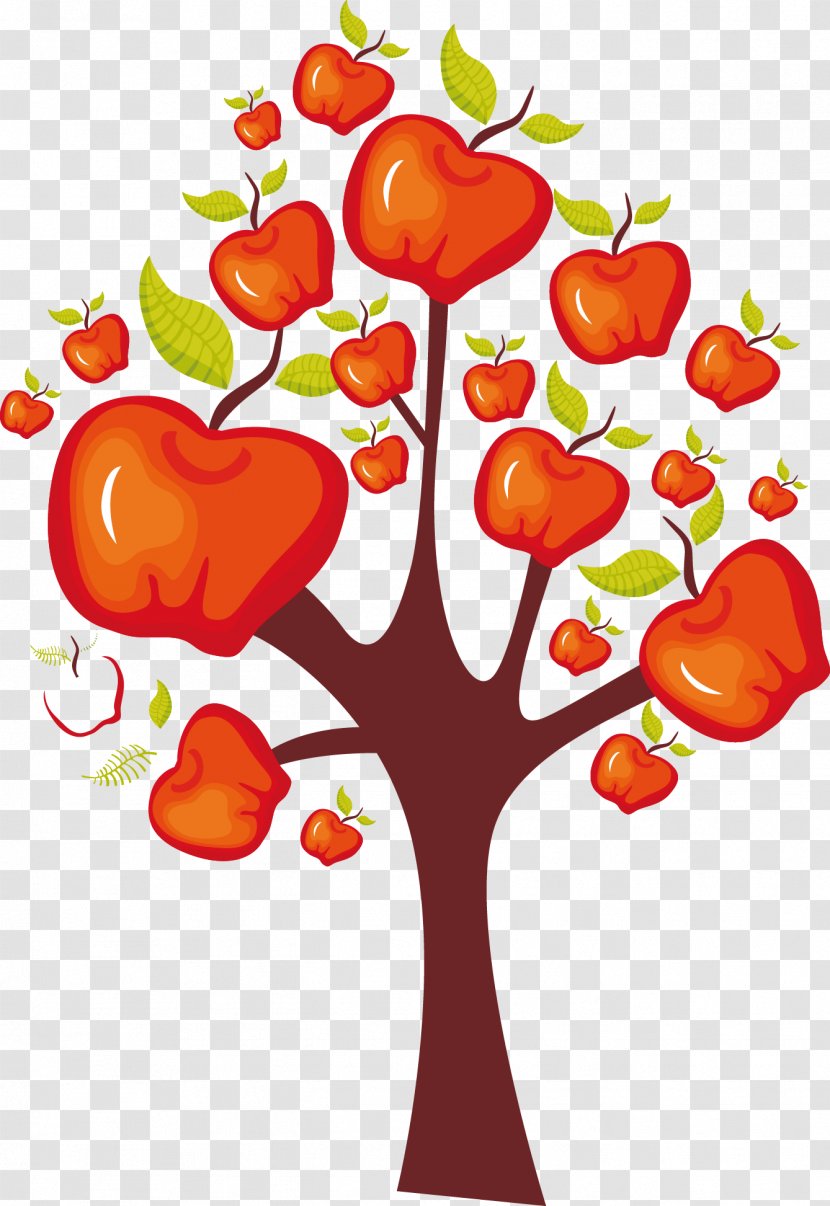 Tree Apple Clip Art - Beautiful Impressionistic Red Growth Vector Transparent PNG