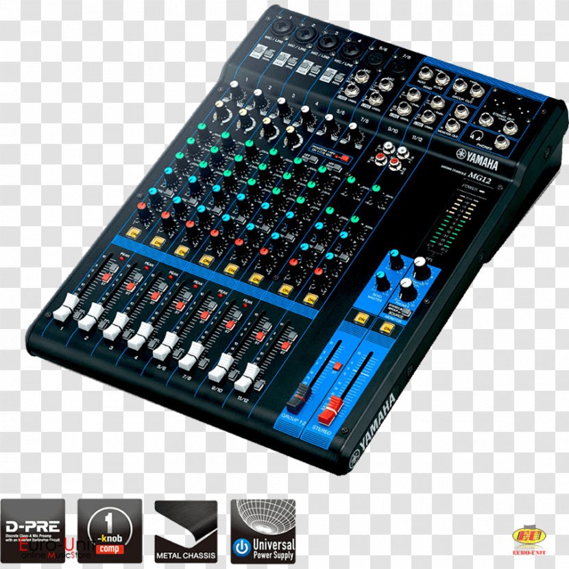 Audio Mixers Yamaha MG12XU Corporation Mixing Console MG12 No. Of Channels:12 - Pro Transparent PNG