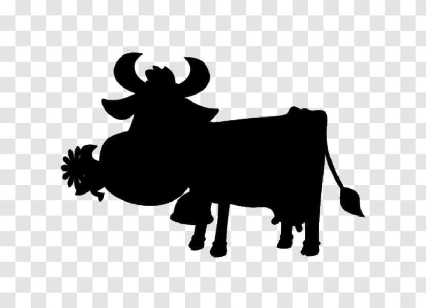 Dairy Cattle Ox Reindeer Clip Art - Blackandwhite Transparent PNG