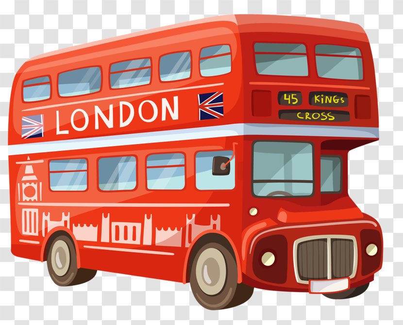 London Double-decker Bus Cartoon - Motor Vehicle - Red Transparent PNG