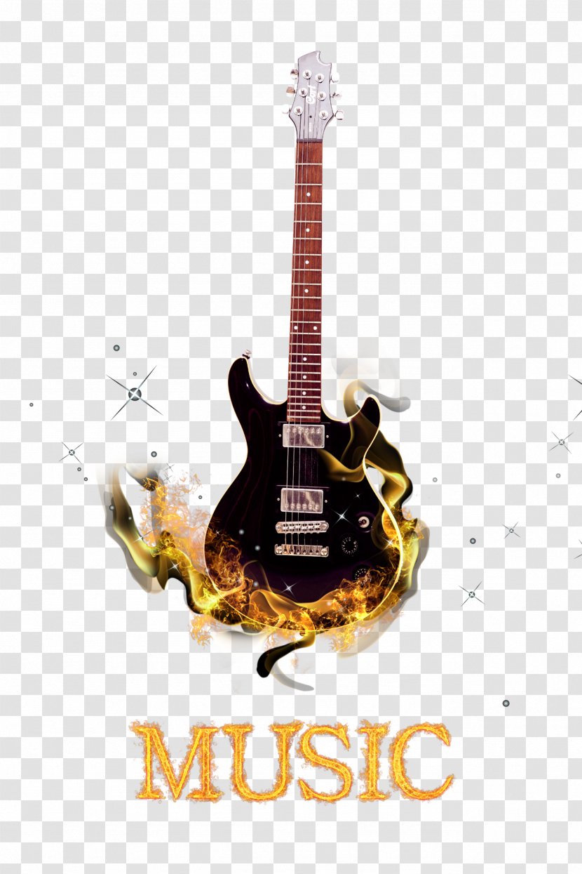 Electric Guitar Musical Instrument - Heart - Burn Transparent PNG