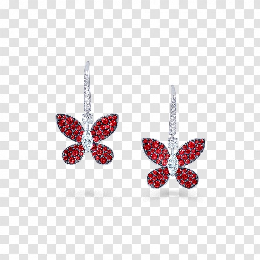 Earring Butterfly Graff Diamonds Ruby - Earrings Transparent PNG