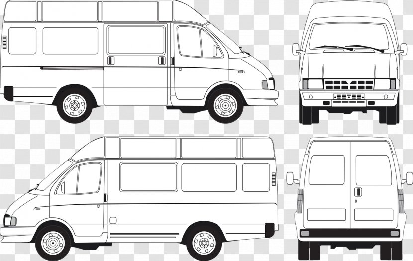 Compact Van Cartoon Automotive Design - Minibus - Car Transparent PNG