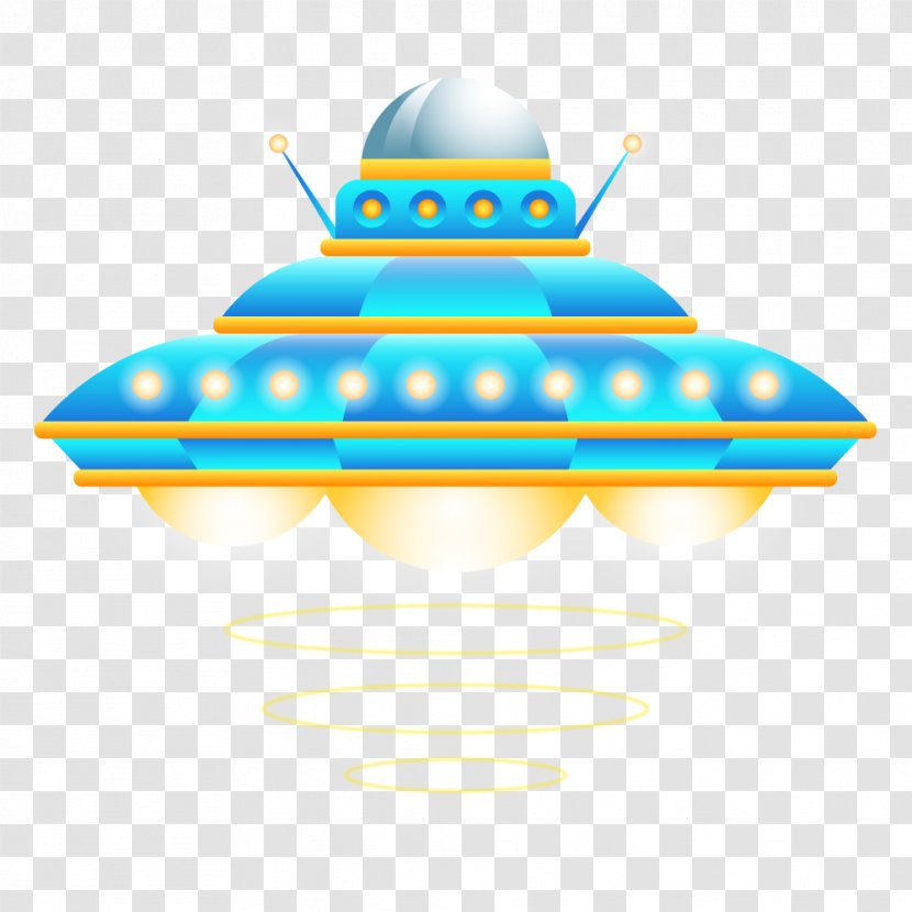 Unidentified Flying Object Spacecraft Clip Art - Cartoon - Blue Yellow Vector Spaceship Transparent PNG