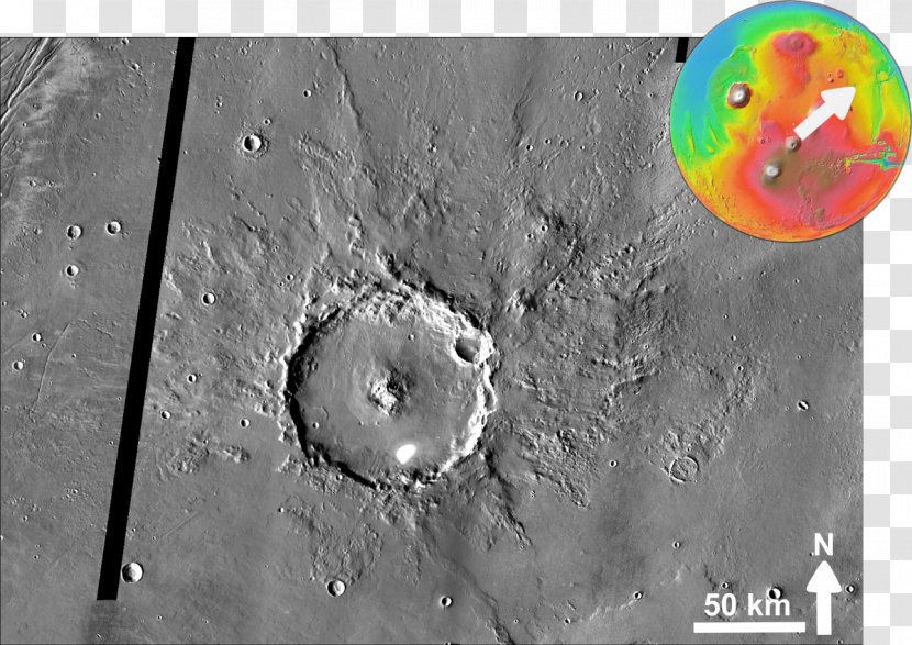 Fesenkov Impact Crater Mars Lunae Palus Quadrangle Harunobu - Reconnaissance Orbiter Transparent PNG