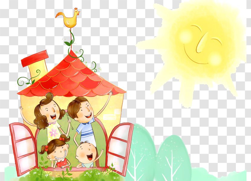 Family Happiness Cartoon Love Wallpaper - Desire - Warm Sunshine Transparent PNG