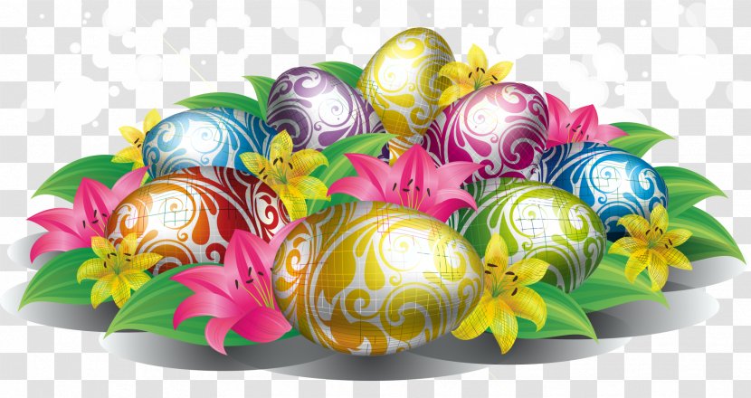Easter Bunny Colorful Eggs Happiness Wallpaper - Color Golden Transparent PNG