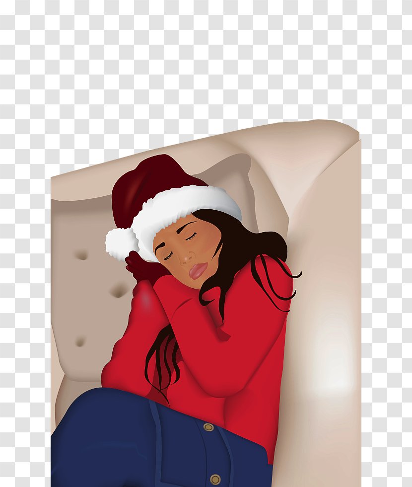 Christmas Woman Hat - Watercolor - A Asleep With Transparent PNG
