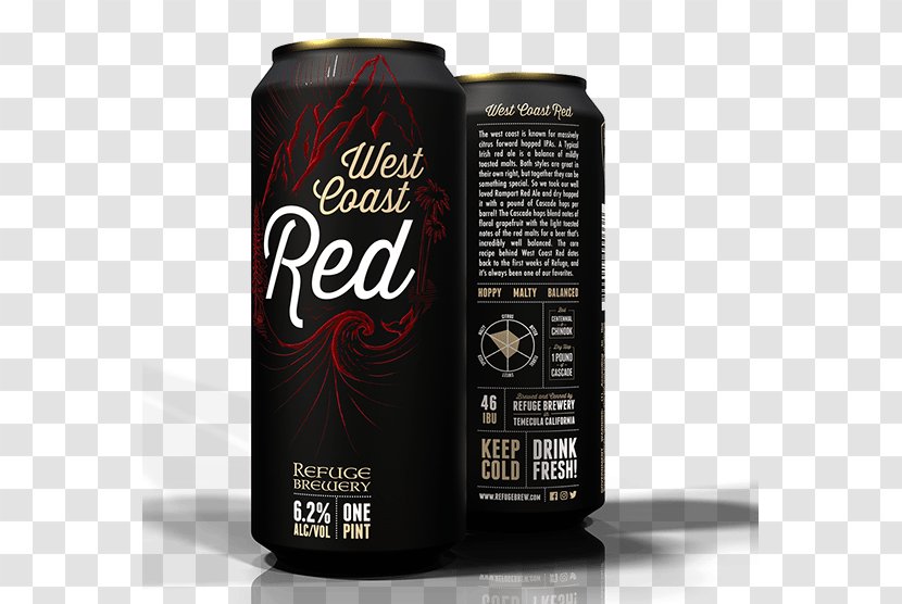 Beer Refuge Brewery India Pale Ale Irish Red - Aluminum Can Transparent PNG