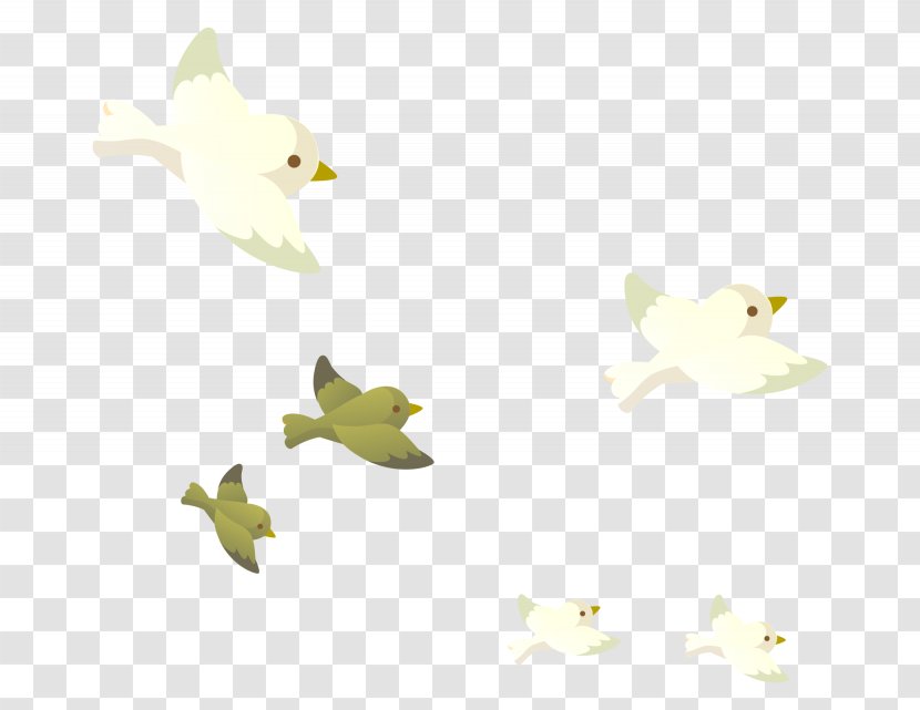 Paper Wing Bird Green Pattern - Yellow - Vector Cartoon Hand Painted White Flying Transparent PNG