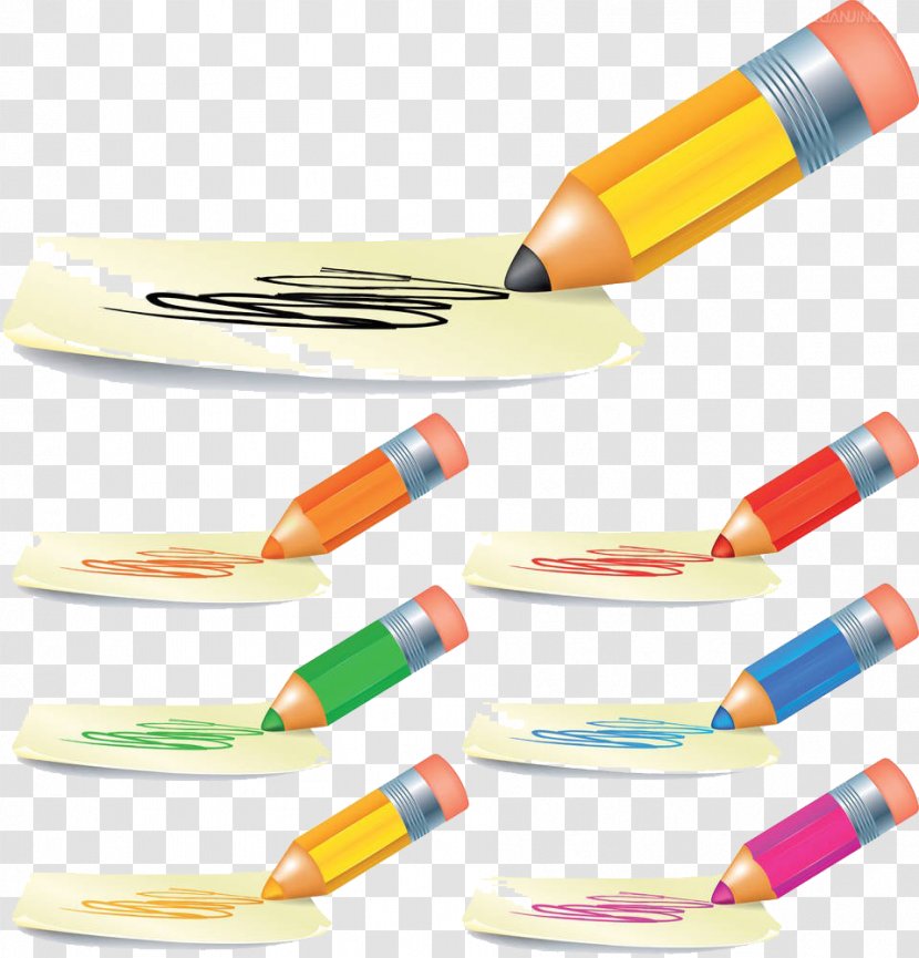 Paper Drawing Colored Pencil Illustration - Vecteur - A Variety Of Different Color Pen Transparent PNG