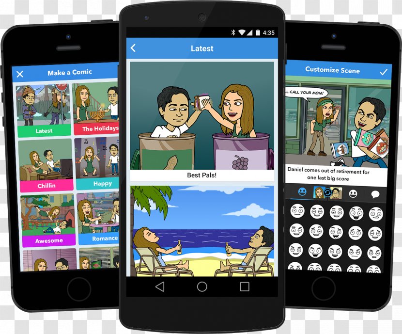 Bitstrips Comics Mobile Phones Storyboard Avatar - Communication Device - Snapchat Transparent PNG