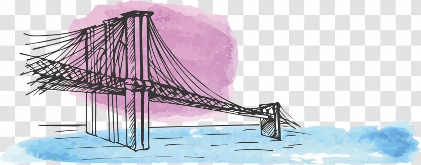 Brooklyn Watercolor Painting Drawing Bridge - Wing - American Landmarks Transparent PNG