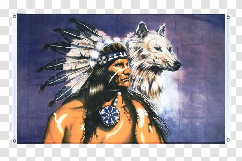 Flag Of The United States Gray Wolf Native Americans In - Fahne - Indianer Transparent PNG