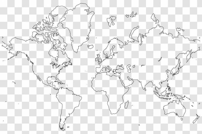 World Map Globe Blank - Black And White Transparent PNG