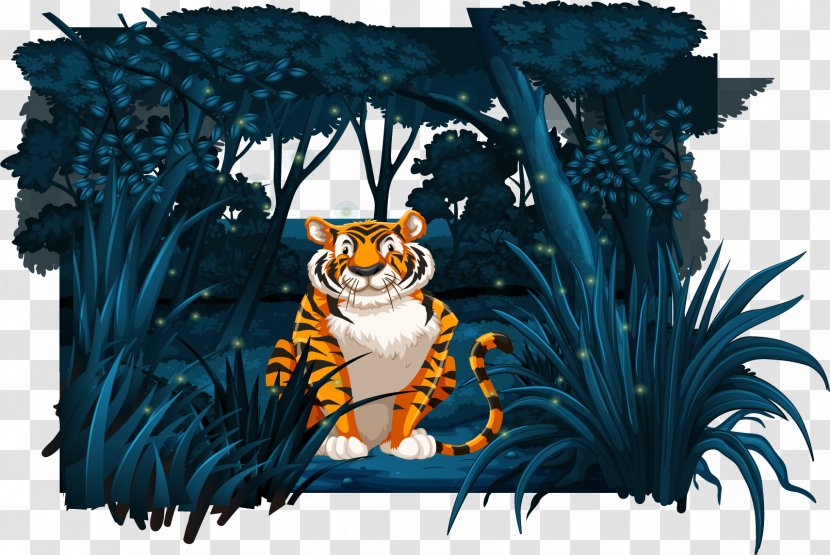 Siberian Tiger Jungle Cartoon Illustration - Vector Hand Painted In The Transparent PNG
