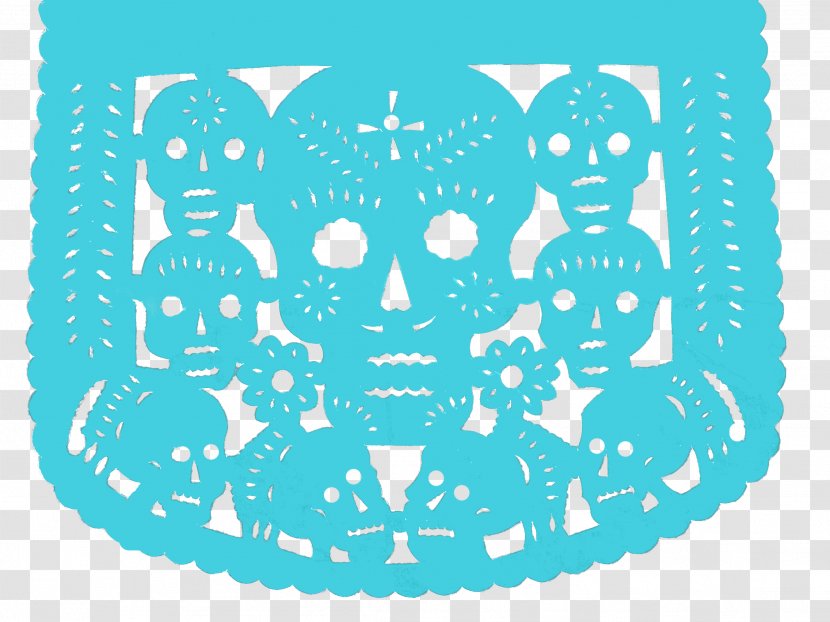 Paper La Calavera Catrina Papel Picado Day Of The Dead - Blue - Ritual Transparent PNG