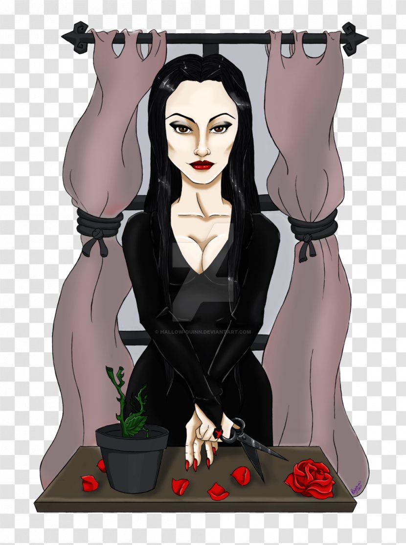 Morticia Addams The Family Artist Cartoon Character - Tshirt Transparent PNG