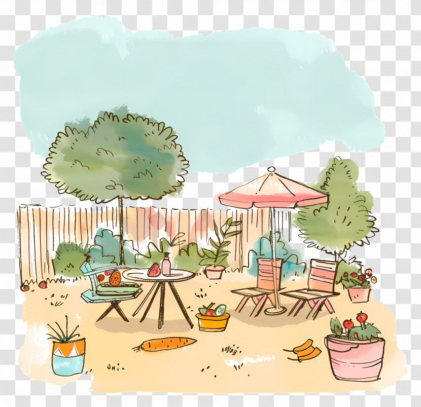 Summer Backyard - Relaxing Backyard Scene With Furniture Transparent PNG