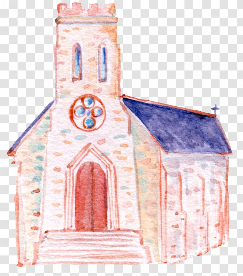 Wedding Invitation Watercolor Painting Clip Art - Chapel - Comics House Transparent PNG