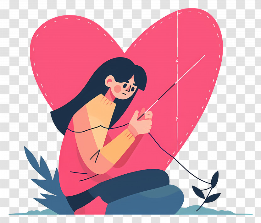 Woman Mending Broken Heart - Girl With Heart Background Transparent PNG