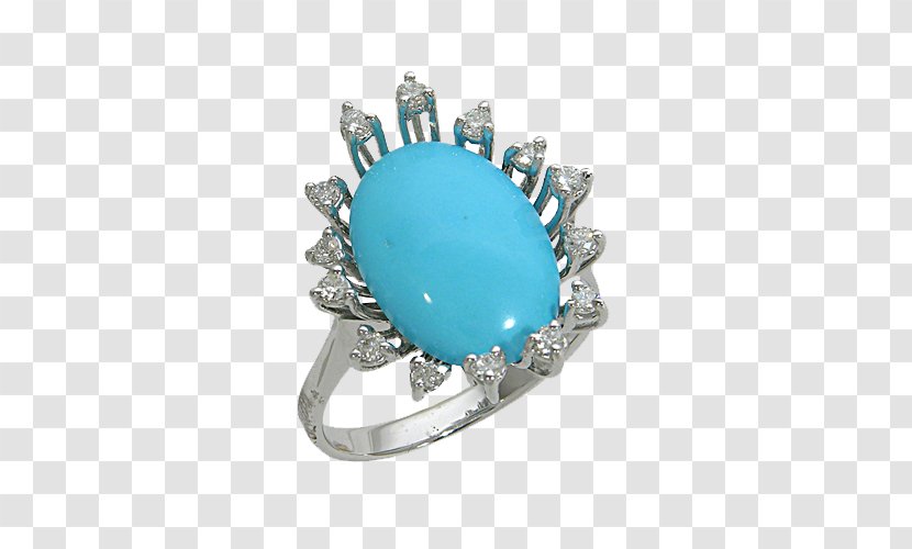 Turquoise Colored Gold Ring Diamond Sapphire - Gemstone Transparent PNG