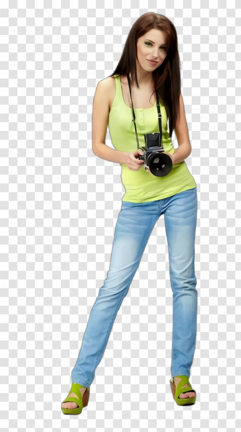 Clothing Yellow Jeans Shoulder Footwear - Waist Photo Shoot Transparent PNG