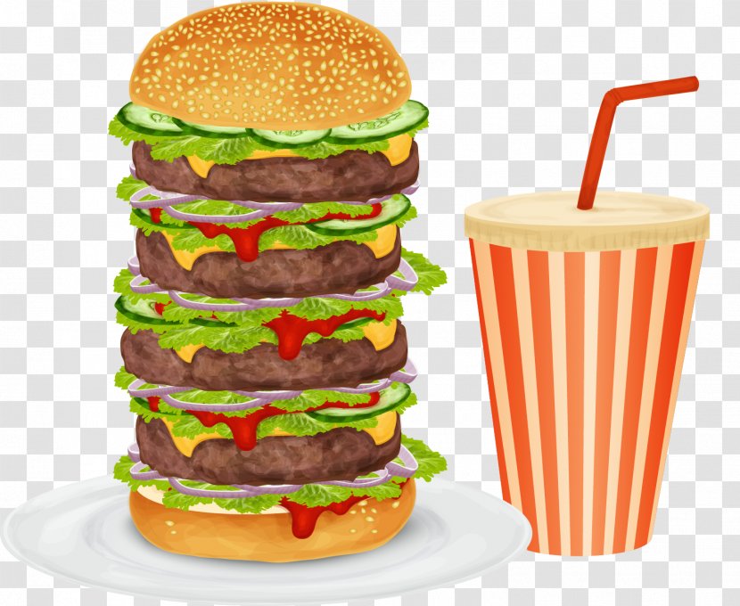 Hamburger Fast Food Cheese Illustration - Royaltyfree - Yellow And Delicious Multi-storey Burger Transparent PNG