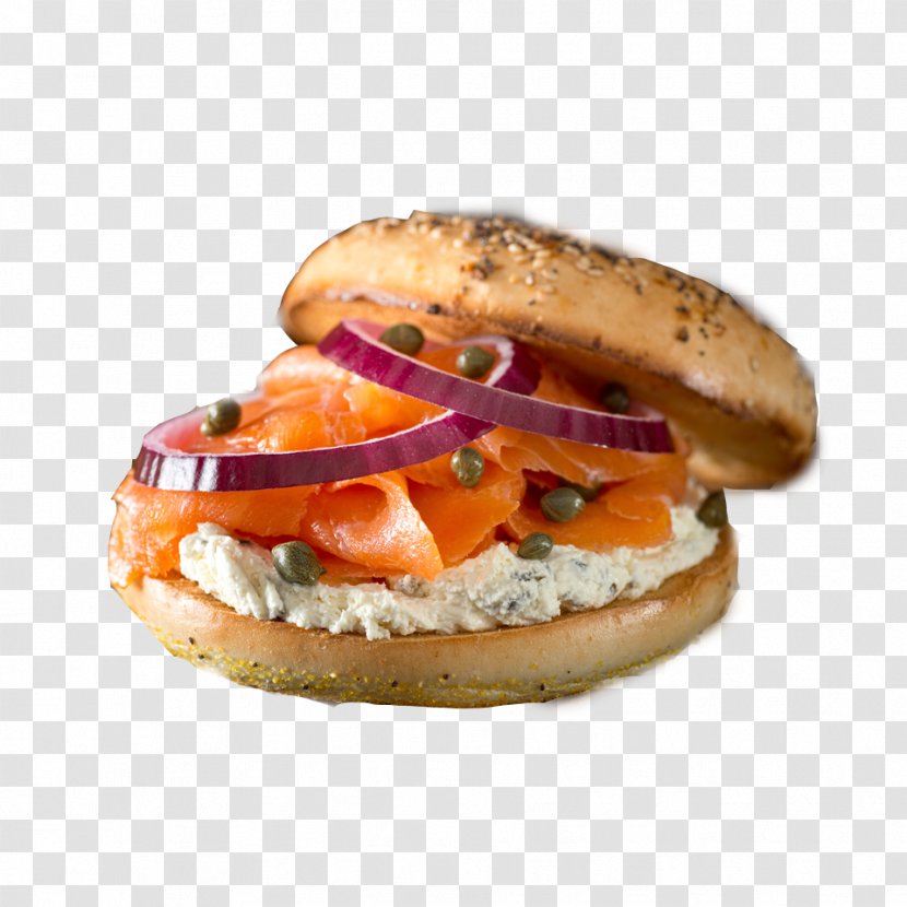 Bagel And Cream Cheese Lox Smoked Salmon Toast - Salad Transparent PNG