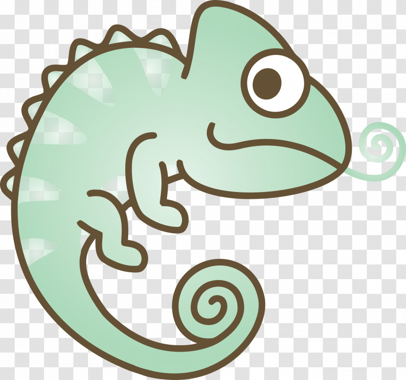 Green Aqua Turquoise Cartoon Chameleon Transparent PNG