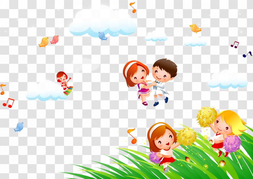 Dance Musical Note Cartoon Child - Heart - Dancing Children's Notes White Clouds Background Transparent PNG
