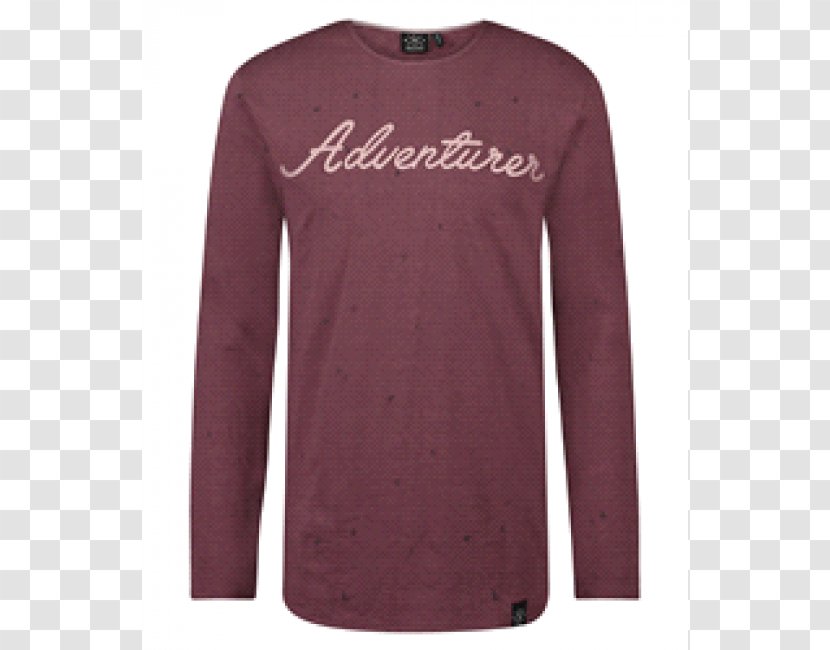 Sleeve Maroon Product Neck - Long Sleeved T Shirt - Off White Sweater Transparent PNG