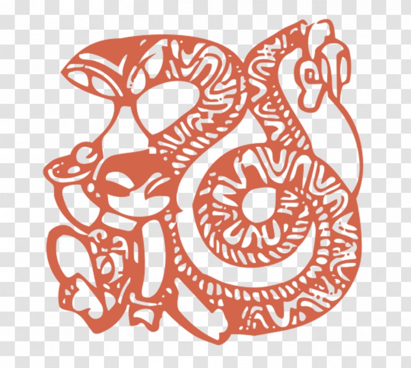 Chinese Zodiac Snake Rat Papercutting New Year - Art - Red Carved Transparent PNG